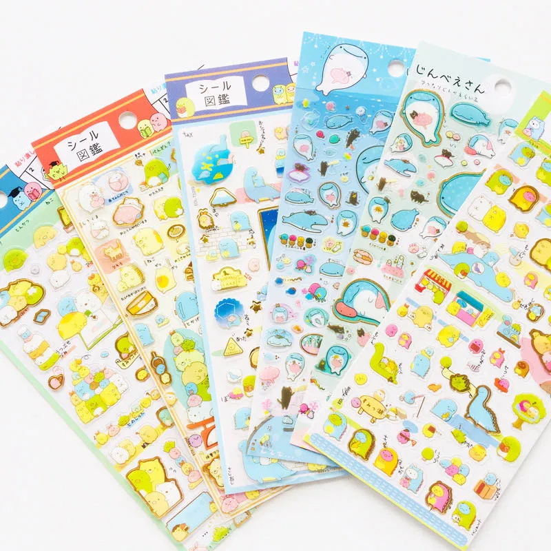 

Cute Dolphin Stickers Flower Kawaii Foil Animals Stickers Adhesive PVC Sticker For Kids DIY Decor Scrapbooking Diary Supplies