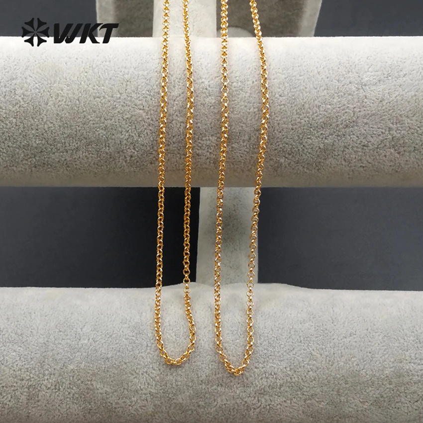 

WT-N1064 Wholesale link Chain Clasp Necklace LINK ROLLO CHAIN chain in gold plating for pendant O chain Jewelry women