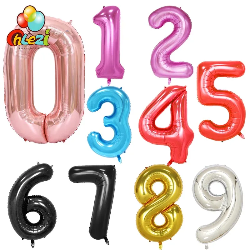 1pc 40 inch Pink Rose Gold Silver Foil Number Balloons Birthday Wedding Anniversary Party Decoration Black Red Helium Globos 1pc 22 32inch rose gold pink silver 4d round foil balloons wedding birthday party decoration helium burgundy globos balloon toys