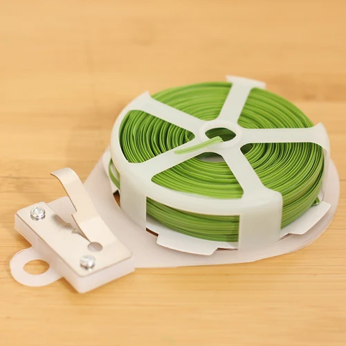 Green Garden Twist Tie Roll with metal Cutter Gardening Kitchen String