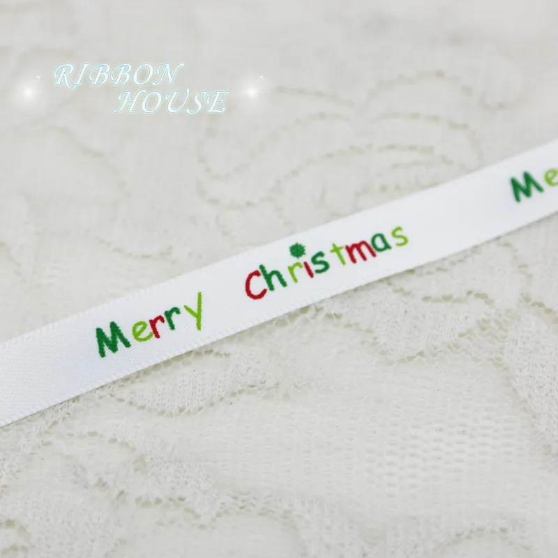 5 ярдов/партия) 3/"(10 мм) Высококачественная сатиновая печатная лента с рождественским принтом ленты для подарков