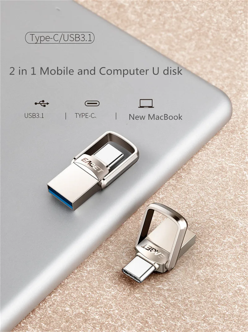 EAGET CU20 OTG USB флеш-накопитель 16 ГБ 32 ГБ 64 Гб USB 3,0 двойной мини-накопитель USB ключ Тип C Флешка 128 ГБ флеш-накопитель карта памяти