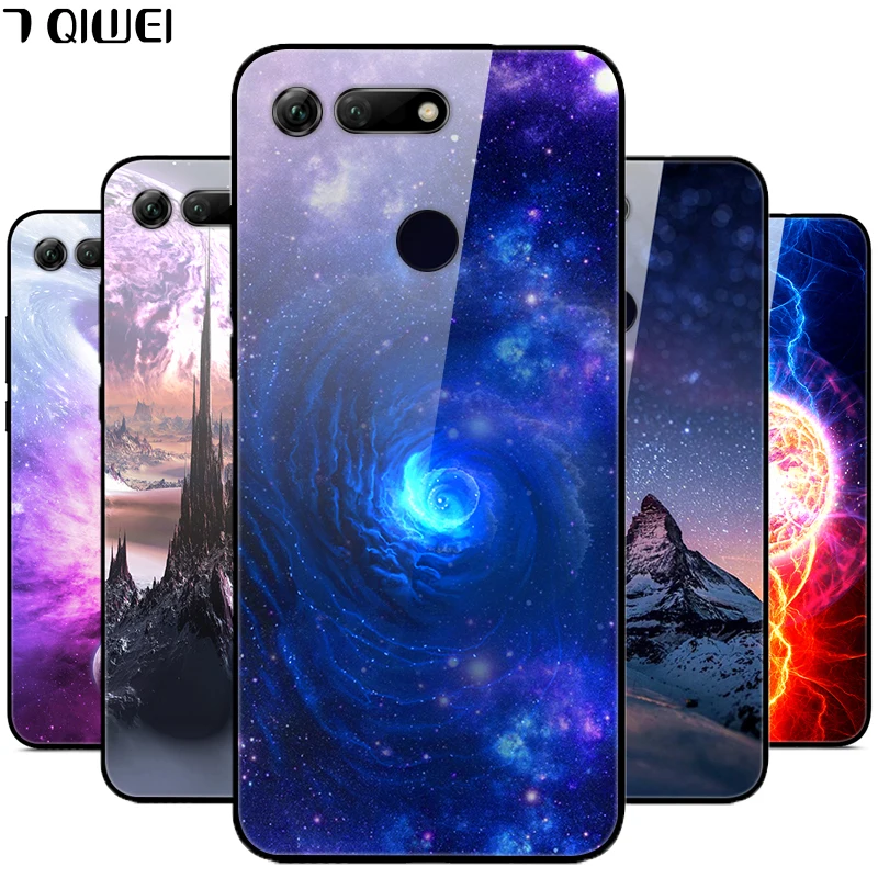 

For Huawei Honor V20 Case Glass Fashion Hard Phone Case For Huawei Honor View 20 Case View20 V 20 Tempered Soft Bumper Honorv20