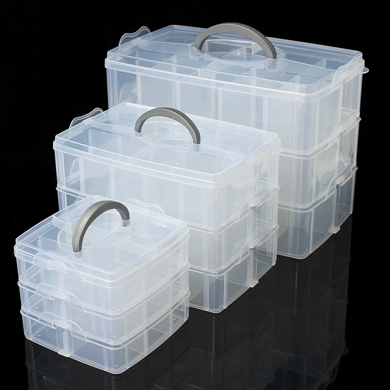 

KiWarm Simple Multifunction Compartment Box Clear Plastic Storage Organiser Tool Jewellery Craft Beads Case Box Home Desk Decor
