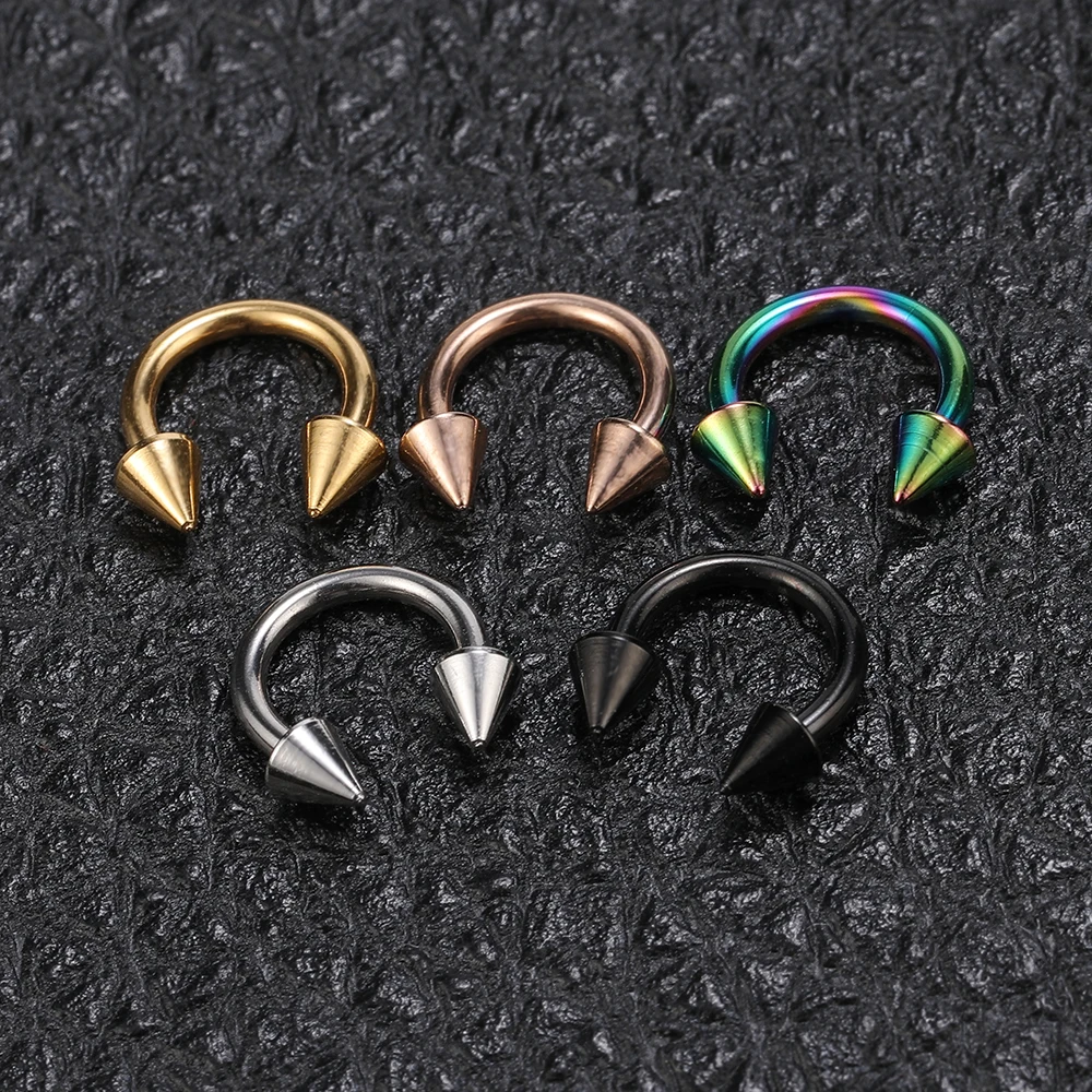 Nose Ring Spike 5 Pcs/lot Stainless Steel For Women Men Septum Rings Helix Ear Piercing Body Piercing Jewelry nose rings piercing jewelry ear piercing jewelry body piercing jewelry body jewelry