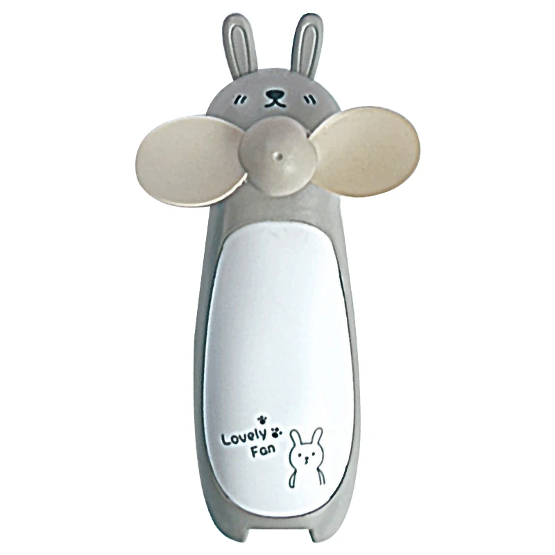 Креативный светодиодный ночник маленький вентилятор мини мультфильм забавный кролик портативный вентилятор наружная зарядка маленький вентилятор - Цвет: Grey