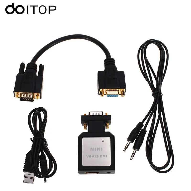 DOITOP Mini 1080P VGA to HDMI Converter Adapter VGA2HDMI Adapter