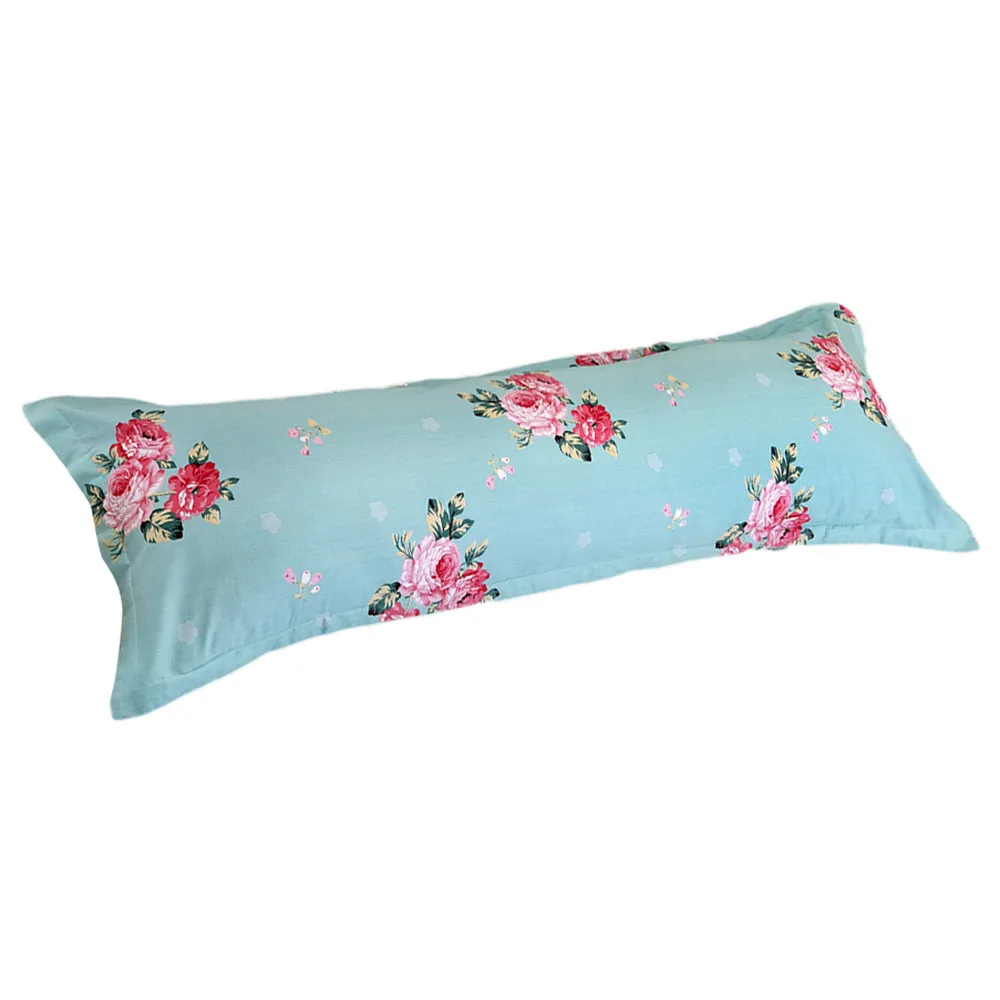 Comfortable Cotton Bedding Housewife Pillowcase Rectangle 48x120cm Bedside Printed Floral Pillow