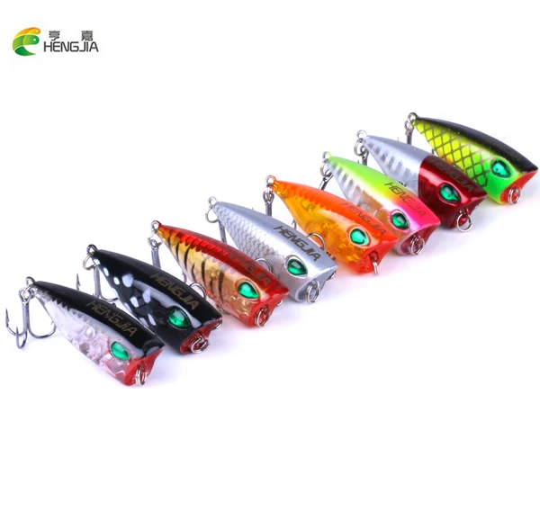 

HENGJIA 1Pcs 4cm 4g Small Popper Fishing Lures 3d Eyes lifelike Bait Crankbait Wobblers Isca Poper Japan fishing tackle colorful