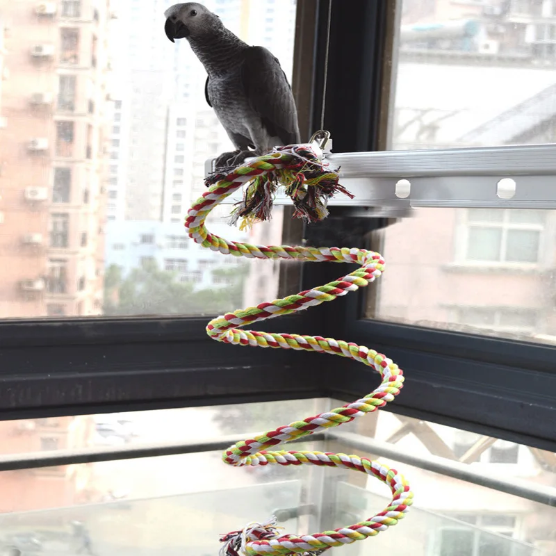 2 метра Тяжелая веревка Катушка окунь качели-белка попугай птица игрушки для больших попугаев - Цвет: Многоцветный