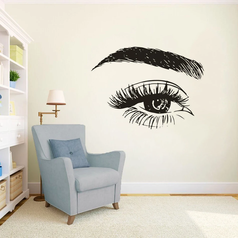 

Beautiful Eyes Vinyl Wall Decal Beauty Salon Studio Décor Eyebrows Eyelashes Wall Stickers Mural Brows Art Window Poster AZ874
