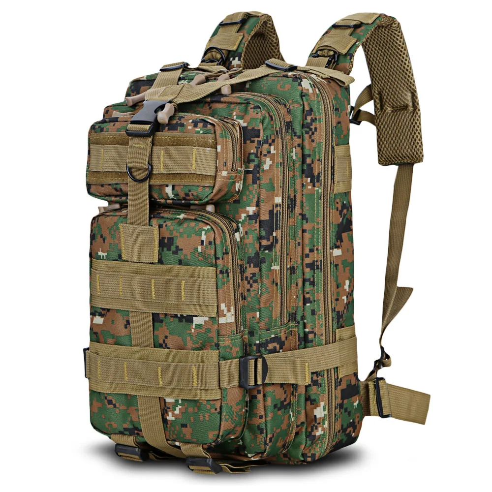 Men Military Tactical Backpack 25L 3 Day Assault Pack Army 600D Molle Bug Out Bag Trekking Camping Hiking Outdoor Small Rucksack