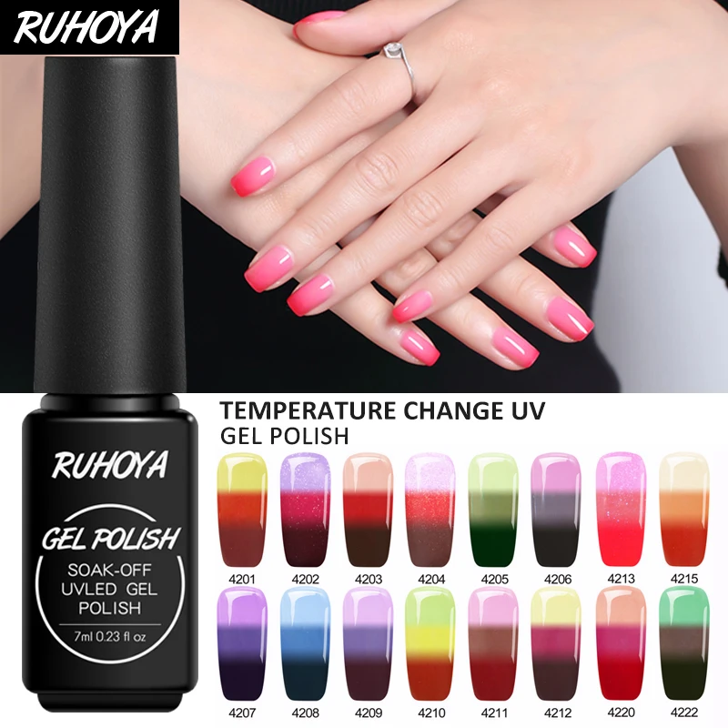 

Ruhoya New Soak Off Gel Nail Polish 24 Color Choose Temperature Change Color Nail Gel Polish Lacquer for Nail Art Salon Varnish