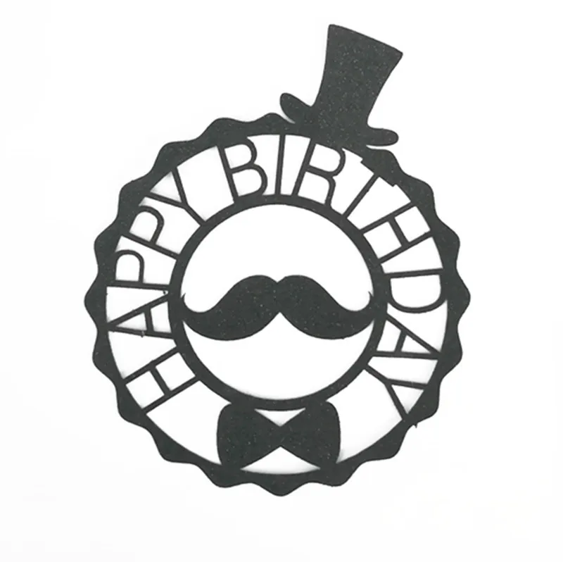 Cake Flags Happy Birthday With Moustache Hat Cupcake Cake Topper Toppers Wedding Bridal Cake Wrapper Party Baking Kids DIY Xmas