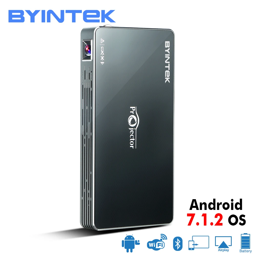 BYINTEK UFO MD322 Portable 1080P Wireless screen push Smart Home Theater Pocket Android 7.1.2 OS Wifi mini LED DLP projector