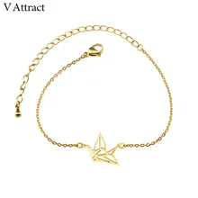 V привлечь 10 Пара татуировки птица очарование pulseiras femininas золота нержавеющей стали рождественские украшения Винтаж оригами кран браслет