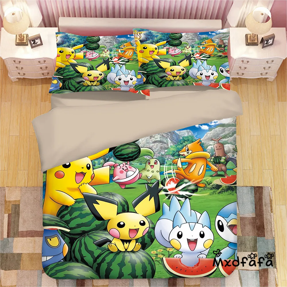 Mxdfafa Anime Pokemon Duvet Cover Set Cartoon Bedding Sets Luxury