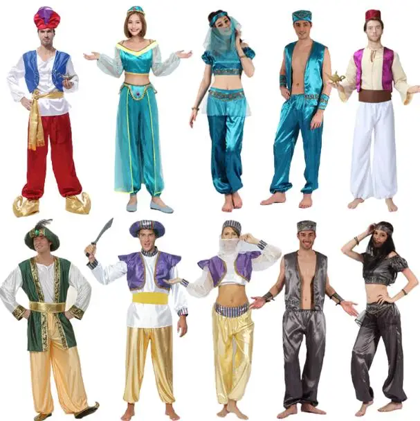 Для детей и взрослых halloween party Aladdin костюмы лампа genie Костюм Адам принц фантазия арабских любителей одежды карнавальное платье принцессы