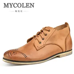 MYCOLEN/Новинка; мужские черные ботинки; Роскошные брендовые зимние сапоги до середины голени на шнуровке; обувь для верховой езды; мужские