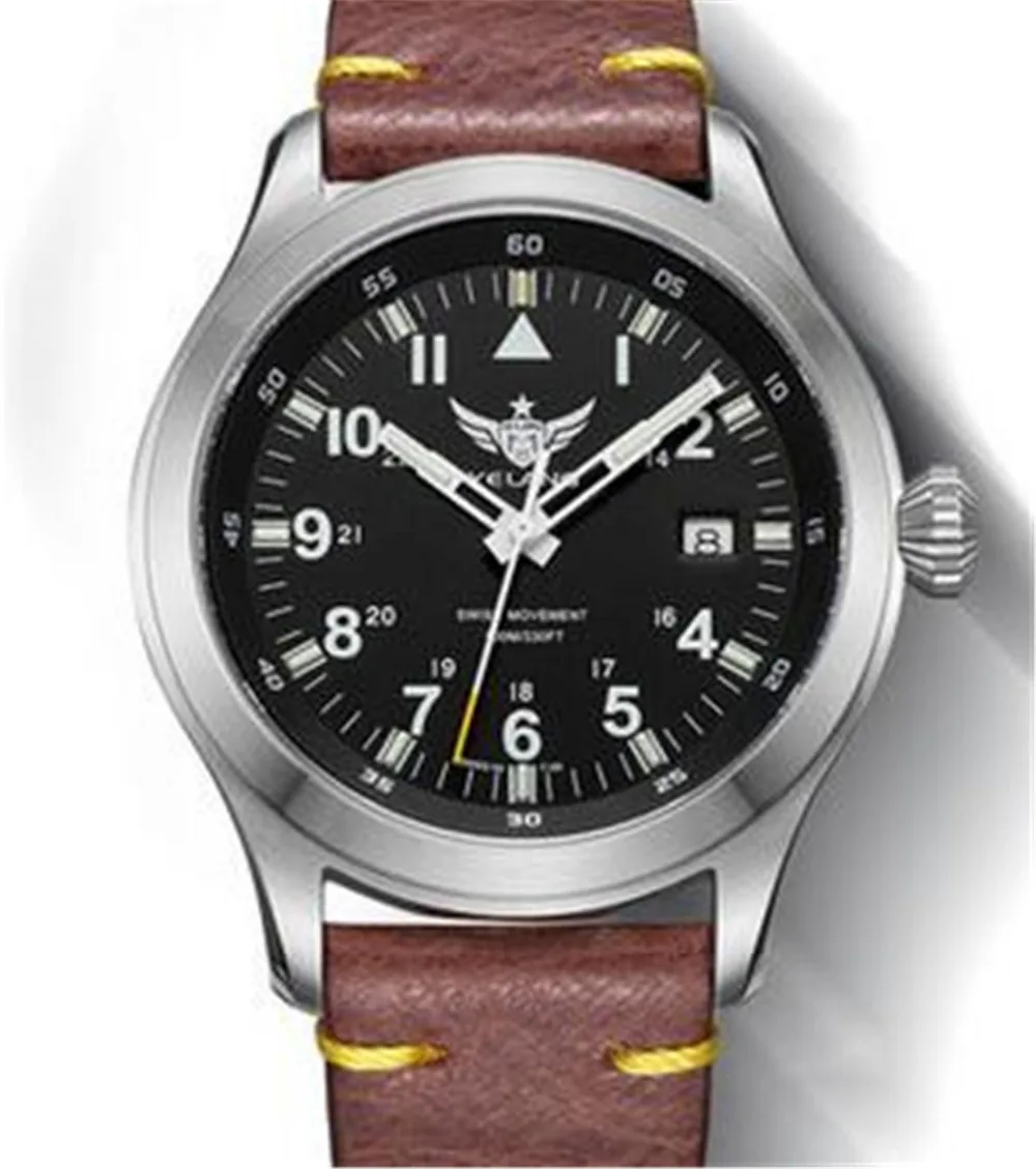 Yelang Men Quartz Watch Tritium T100 Ronda Movement Lithium battery pilot watch WR100M Sapphire Genuine Leather Military Watch