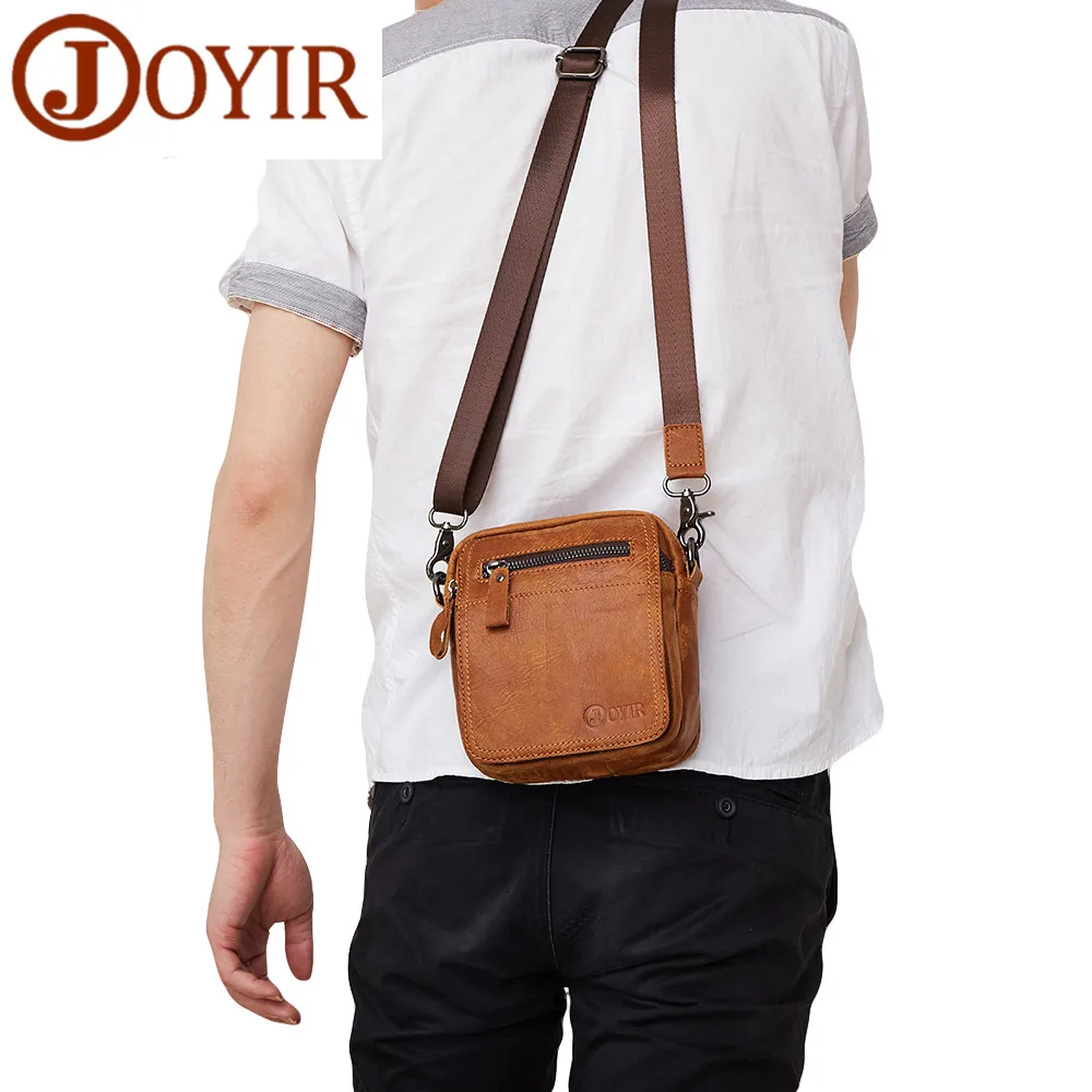 

JOYIR Designer Small Messenger Bag Luxury Genuine Leather Men Bag Male Vintage Flap Shoulder Crossbody Bags Men Phone Bag