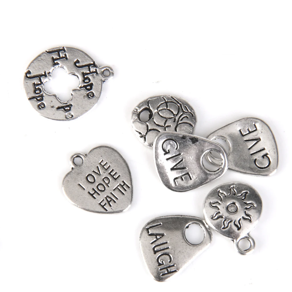 30 pcs Mixed Lots of Tibetan silver color Carved Letter Charms Pendants Necklace DIY Necklaces Bracelets Anklets