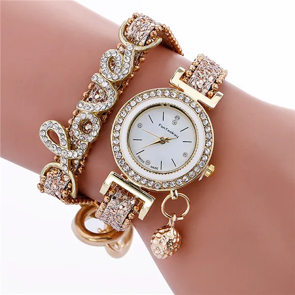 Montre Femme, женские часы, новая мода, кожаный браслет, алмаз, роскошные женские наручные часы,, новые relojes para mujer - Цвет: Gold