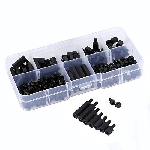 

RC Parts Accessories 180pcs Nylon Screws Hex M-F M3 Spacers Screw Nut Standoff Kit Box Black For F3 Flight control installation
