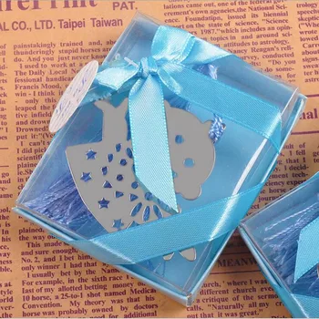 

10PCS Silver Boy and Girl Bookmark Boxed Party Favor Gift Baby Shower Giveaway Gifts Wedding For Guests
