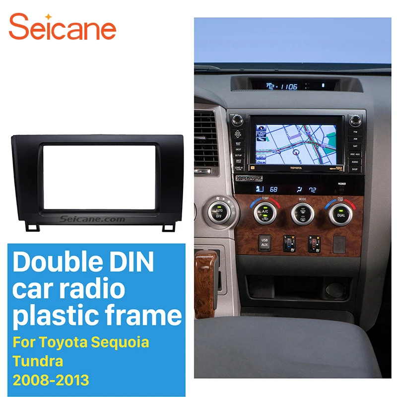 Seicane Улучшенный 2Din автомобильный Радио фасции для 2008-2013 Toyota Sequoia Tundra отделка