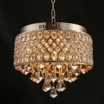 

Modern Round Luxury Crystal Pendant Lamp E14 European Style Metal Suspension Light Fixture Lighting For Bedroom Living Room P663