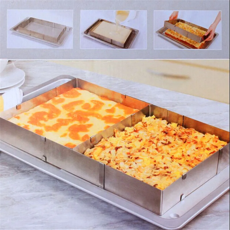 

Stainless Steel Square Cake Mousse Cutter Expandable Ring Adjustable Cake Mold Home Kitchen Bakery Baking Tools Helper Bakeware