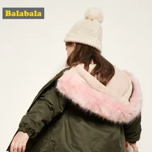 Balabala/куртка на флисовой подкладке для маленьких девочек со съемной отделкой из искусственного меха на капюшоне; куртка с капюшоном с карманом и кулиской на талии