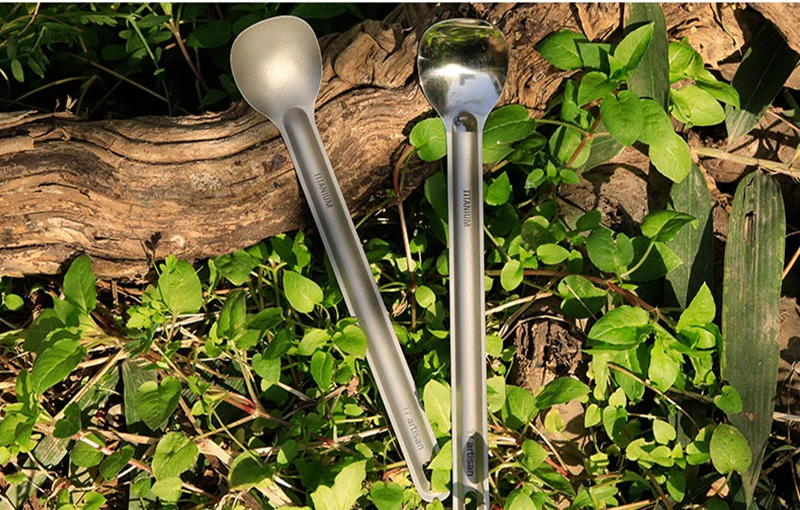 Tiartisan Titanium Long Handle Spoon Outdoor Portable Dinner Spoon Camping Picnic Cutlery Outdoor Traveling Tableware Ta8119