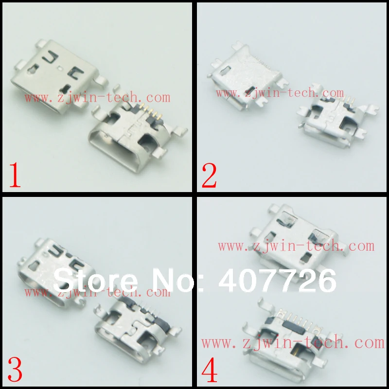 100 шт./лот 4 модели разъем Micro USB для зарядки телефона Миниатюрный монтажа на