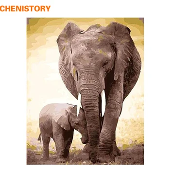

CHENISTORY DIY Digital Oil Painting By Numbers Kits Coloring Painting By Numbers Unique Gift For Home Decoration Elephant 40x50