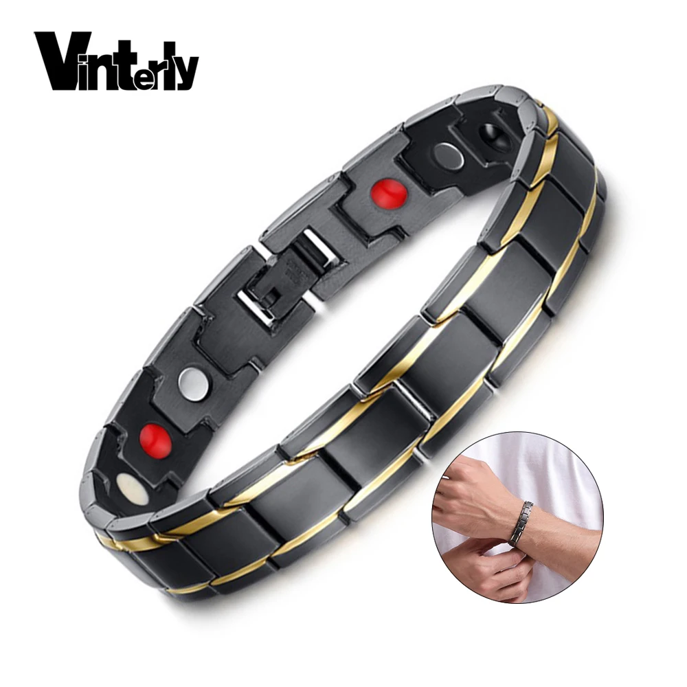 Vnox Black Men S Health Bracelets Bangles Magnetic H Bracelets Bangles Magnetic H