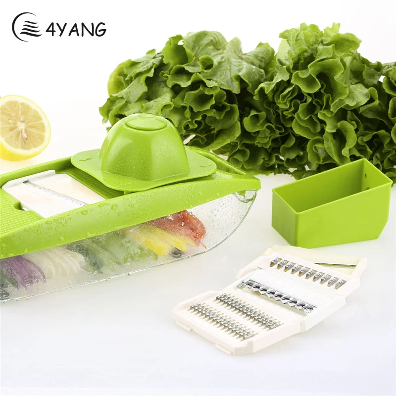 

4YANG Adjustable Vegetable Slicer 5 Interchangeable Blades Stainless Steel Fruit Cutter Grater Vegetable Salad Kitchen Tools