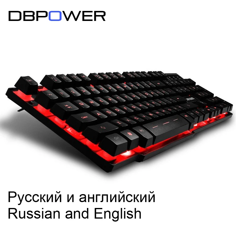 DBPOWER Русский / Английский 3 Цвета подсветки игровая клавиатура плавающая