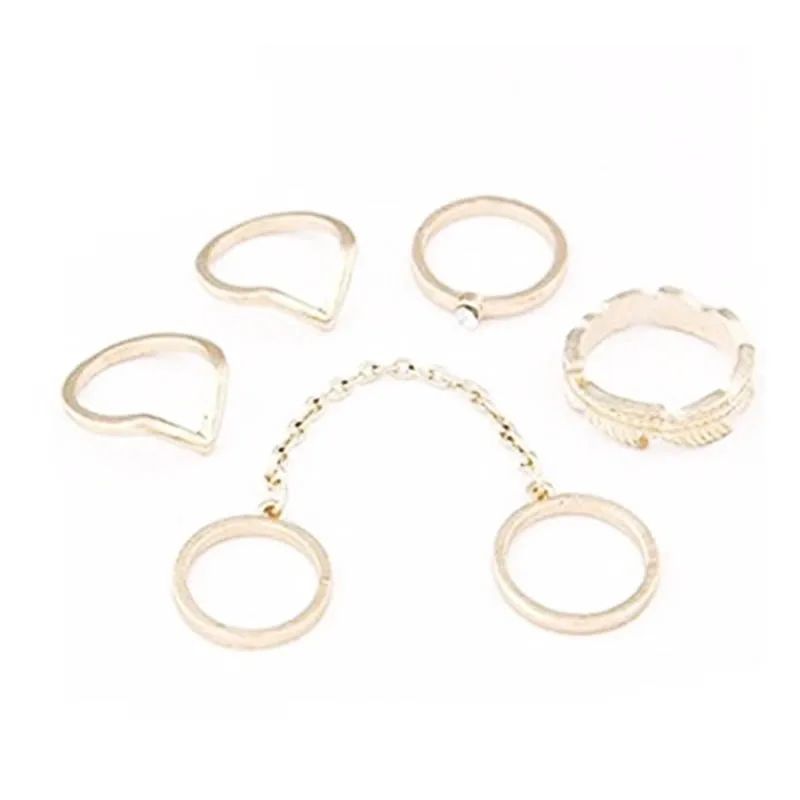 Set 10Pcs Lot of Phalanx Rings Fleche Moon Midi with Pearl Fancy Boheme Jewelry for Woman and Girl (6Pcs Gold) | Украшения и