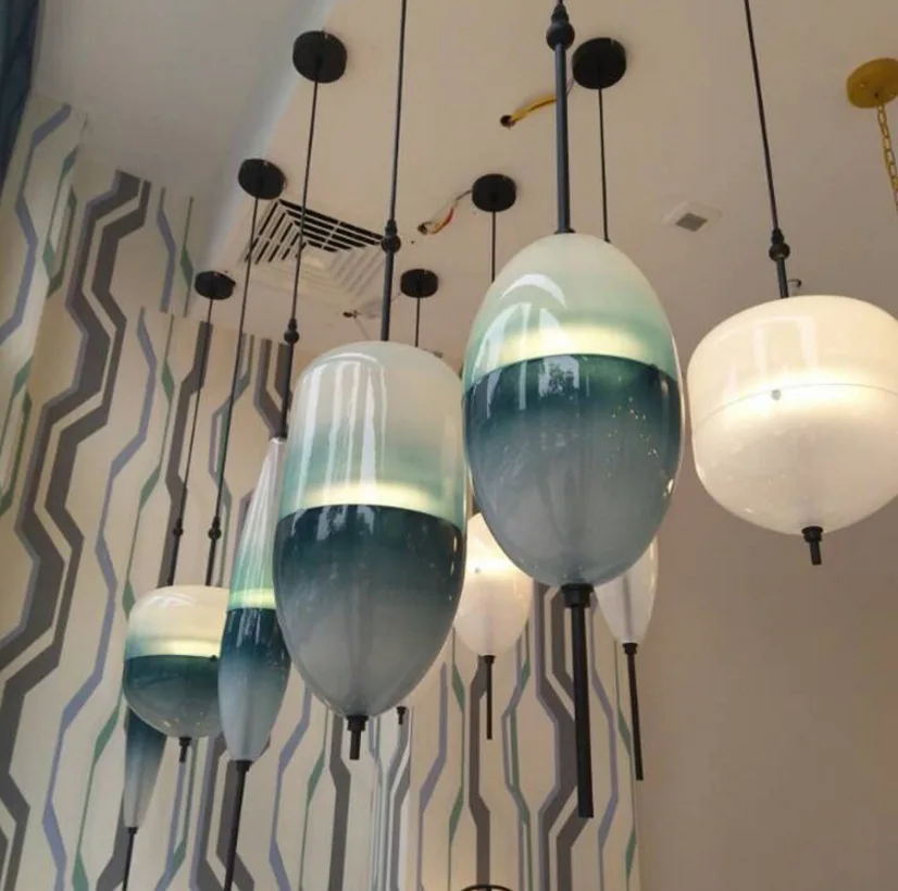 Post Modern Venice Glass Drop LED Pendant Light Blue Glass LED Art Decor Pendant Lamp Simple White Hanging Pendant Light  (6)