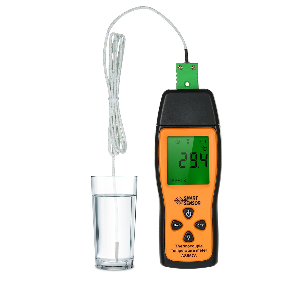 

SMART SENSOR AS857A (-200C to 700C) Temperature Meter Digital K Type Thermometer Sensor + Thermocouple Probe detector