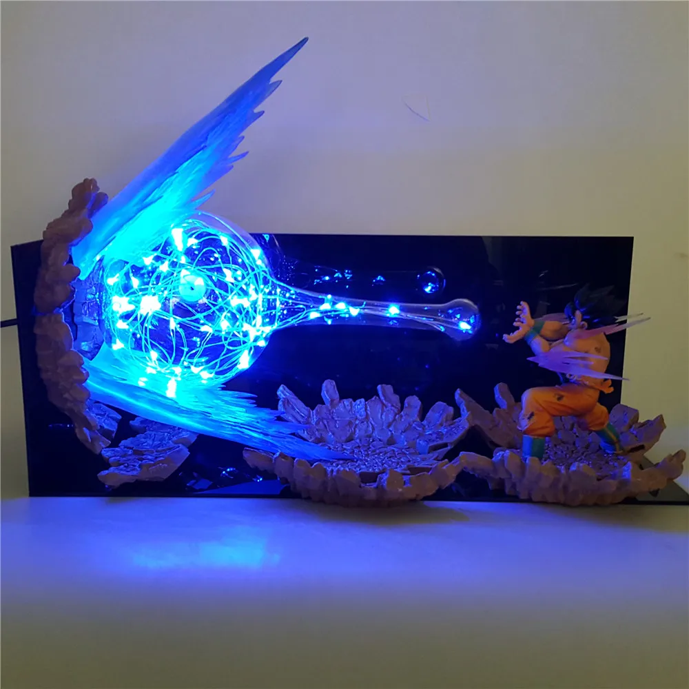Dragon Ball Z Action Figure Son Goku Kamehameha DIY Led Light Explosion Scene DIY Toys Figurine