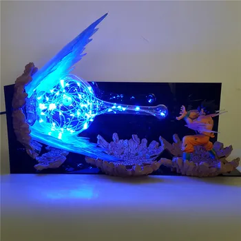 Dragon Ball Z Action Figure Son Goku Kamehameha DIY Led Light Explosion Scene DIY Toys Figurine