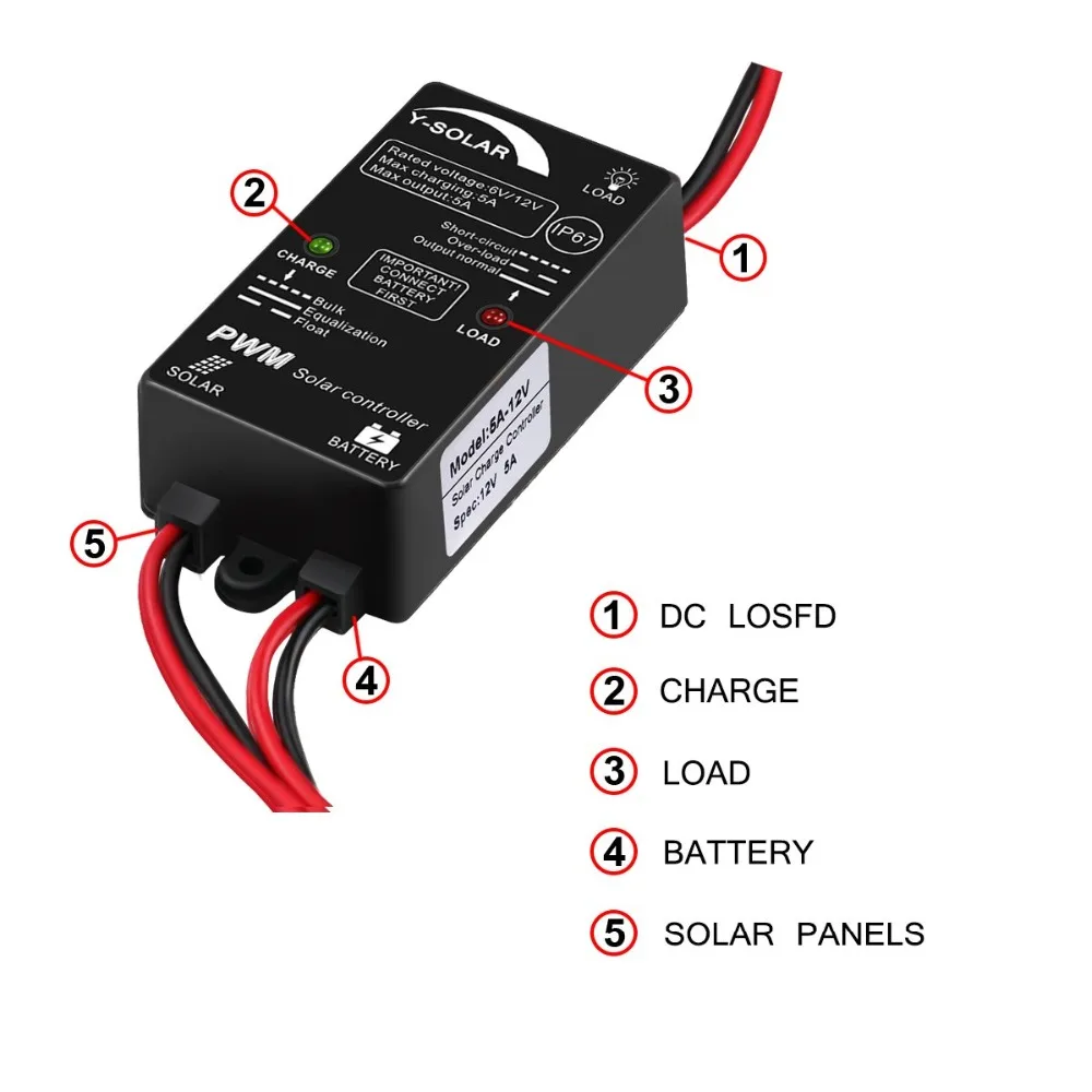 5A 12V Солнечный Водонепроницаемый Контроллер заряда IP67 для Маленькая солнечная домашняя Применение мини Размеры за максимальной точкой мощности, Солнечный контроллер заряда нагрузки работаем 24 часа