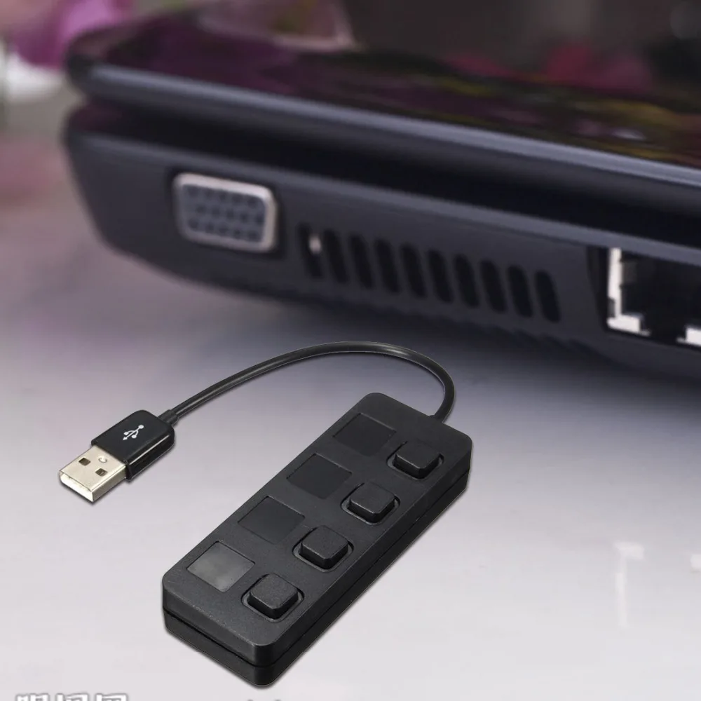 Noyokere 1x4 Порты и разъёмы USB 2.0 хаб светодиодный USB High Скорость 480 Мбит/с адаптер USB HUB с Мощность на /выключения для PC ноутбук