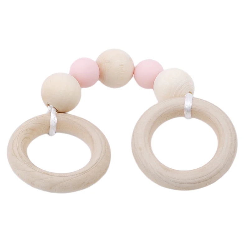 Baby teething bracelet safty original wood beads nursing beech chewable teether for mother and baby BPA free safe