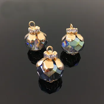 

20 PCS 18mm*22mm Fashion Metal Alloy KC Gold Color Crystal Glass Pendant Charm For Jewelry Making