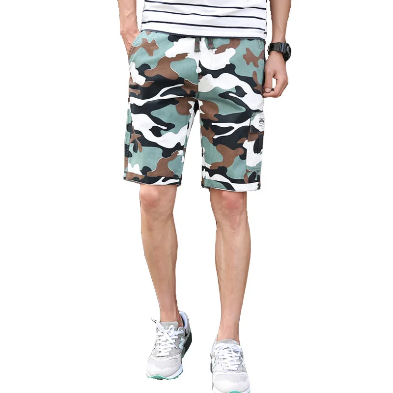 Idopy мужские повседневные камуфляжные шорты Карго прямое длины до колена подходят Мульти Карманы летние шорты для мужчин M-5XL
