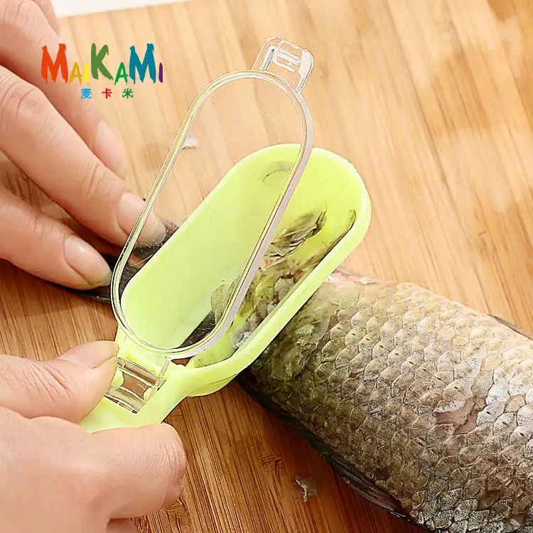 

Fish Scale Cleaner Fish Skin Scraper Brush Shaver With Cover Knife Seafood Tool Multifunctional Plastic Fish Cleaner
